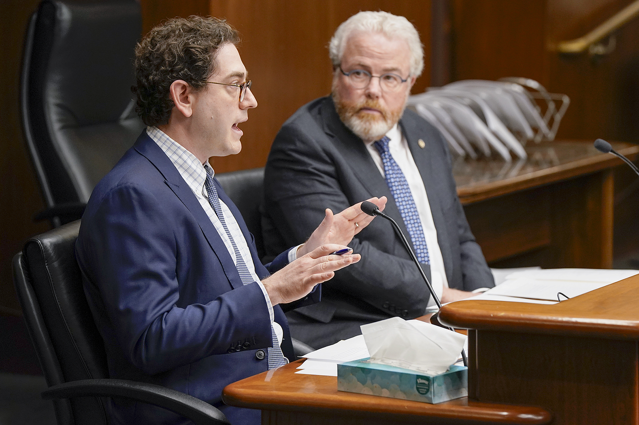 Rafi Golberstein, chief executive officer of PACE Loan Group, testifies before the House Climate and Energy Finance and Policy Committee March 26 regarding HF3946, sponsored by Rep. Ned Carroll. (Photo by Michele Jokinen)